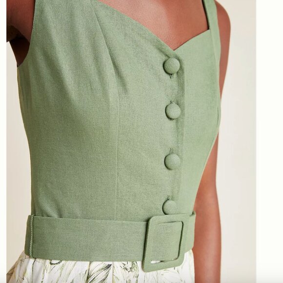 ⭐️ Gal Meets Glam Rachel Monkey Animal Belted Hipster Hip Button-Front Jumpsuit - Picture 2 of 4